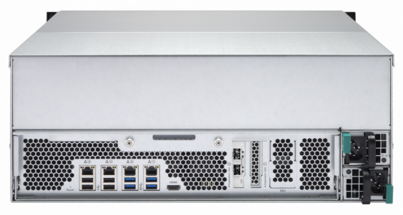 Сетевой RAID-накопитель QNAP 24 отсека SATA 6 Гб/с, 2*10 GbE SFP+, 19", два блока питания, CoreE3-1246 v3, 4 ГБ ECC DDR3 TS-EC2480U-E3-4GE-R2 TS-EC2480U-E3-4GE-R2