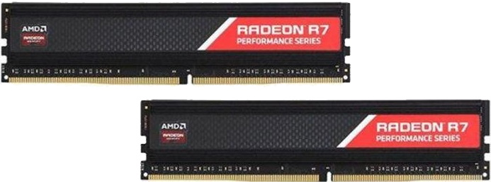 Модуль памяти AMD 8GB Radeon™ DDR4 2400 DIMM R7 Performance Series Black Gaming Memory Non-ECC, CL16, 1.2V, Heat Shield, Kit (2x4GB), RTL R7S48G2400U1K R7S48G2400U1K