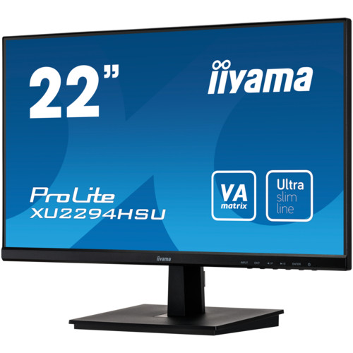 Монитор IIYAMA 21,5" ProLite 1920x1080 75Гц VA LED 16:9 4ms VGA HDMI DP 2*USB2.0 80M:1 3000:1 178/178 250cd Tilt Speakers Black XU2294HSU-B1 XU2294HSU-B1