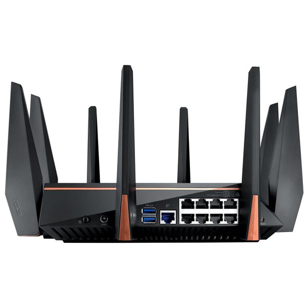 Роутер Asus GT-AC5300 // роутер 802.11b/g/n/ac, до 1000 + 2167 + 2167Мбит/c, 2,4 + 5 гГц, 8 антенн, USB, GBT LAN + 8*RJ45 ; 90IG03S1-BN2G00 GT-AC5300 GT-AC5300