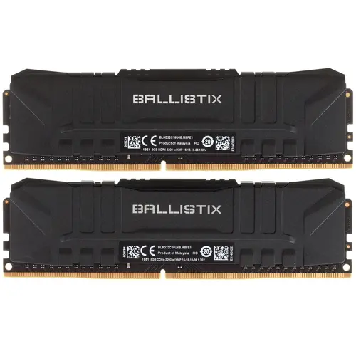 Модуль памяти Crucial  16Gb DDR4 3200MHz Crucial Ballistix Black (2x8Gb KIT) BL2K8G32C16U4B BL2K8G32C16U4B