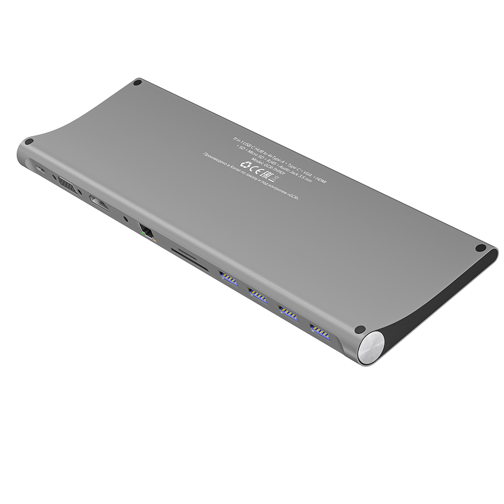 Док станция GCR 11 в 1 Multiport Aluminum Type C 3.1 на USB 3.0 + 3 x USB 2.0 + Type C PD + HDMI 2.0 + VGA + SD/MicroSD + audio 3.5mm jack  GCR-54220 GCR-54220 #5