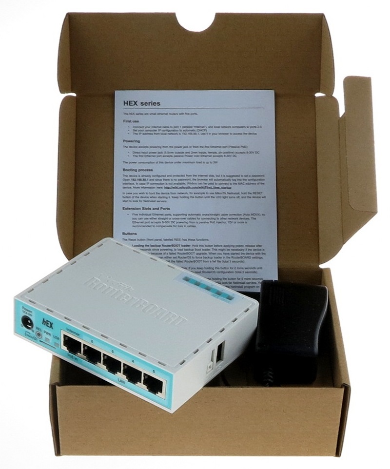 Маршрутизатор Mikrotik hEX Dual Core 880MHz CPU, 256MB RAM, 5x GIGABIT LAN, USB, RouterOS L4 RB750Gr3 RB750Gr3