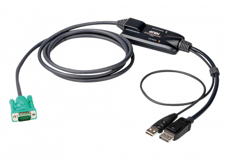 Адаптер ATEN USB, SPHD-15 Male>USB A-тип Male + DisplayPort Male,, пласт,корпус, (для подключения квм-переключателей с видеовыходом VGA к компьютеру с видеовходом DP;огранич,совместимости!) CV190-AT CV190-AT