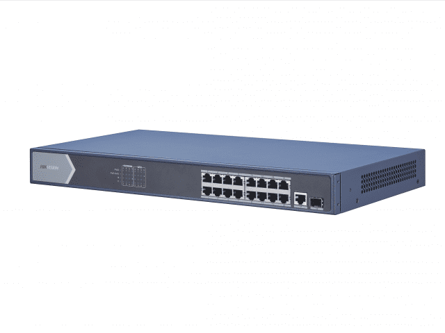 PoE коммутатор Hikvision DS-3E0526P-E неуправляемый 24 RJ45 1000M с грозозащитой 6кВ,1 Uplink порт 1000М Ethernet;1 1000М SFP uplink порта; 802.3af/at, бюджет PoE 370Вт DS-3E0526P-E DS-3E0526P-E