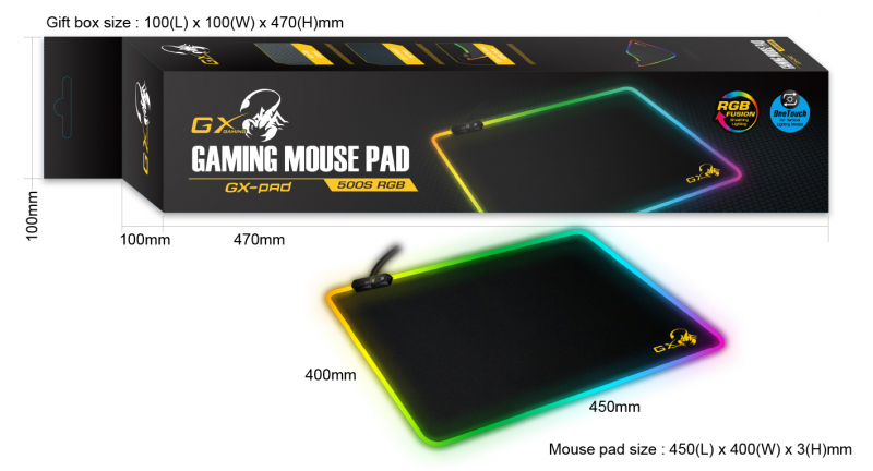 Мышь Genius Mouse PAD GX-Pad 500S, USB, RGB, 450x400x3мм 31250004400 31250004400 #1