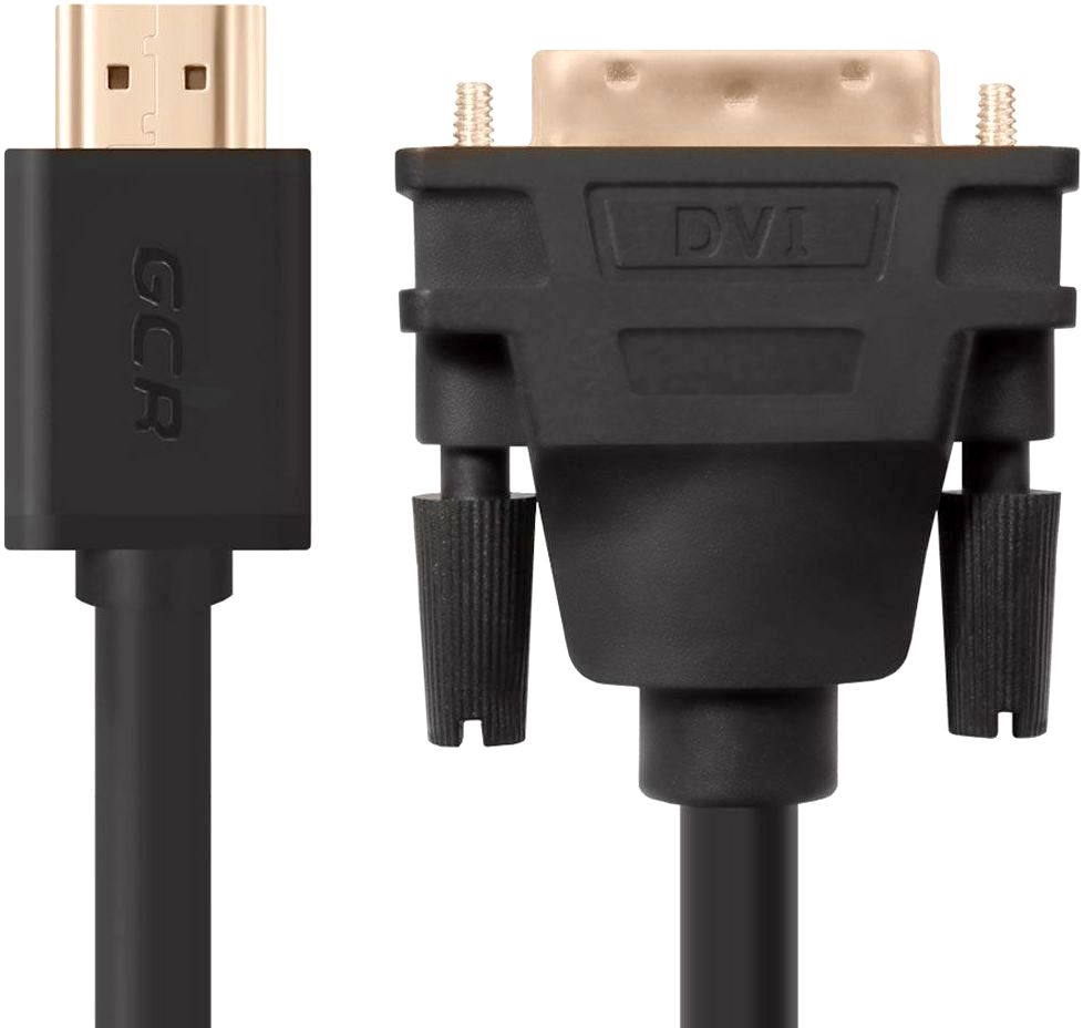 Кабель Greenconnect HDMI-DVI 1.8m черный, OD7.3mm, 28/28 AWG, позолоченные контакты, 19pin AM / 24+1M AM double link, тройной экран GCR-HD2DVI1-1.8m GCR-HD2DVI1-1.8m