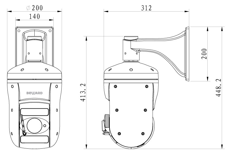 IP камера PTZ Beward 2 Мп, 1/2.8'' КМОП SONY Exmor R, 0.02 лк (день)/0.002 лк (ночь), DWDR, H.265/H.264/MJPEG B57-30RW B57-30RW
