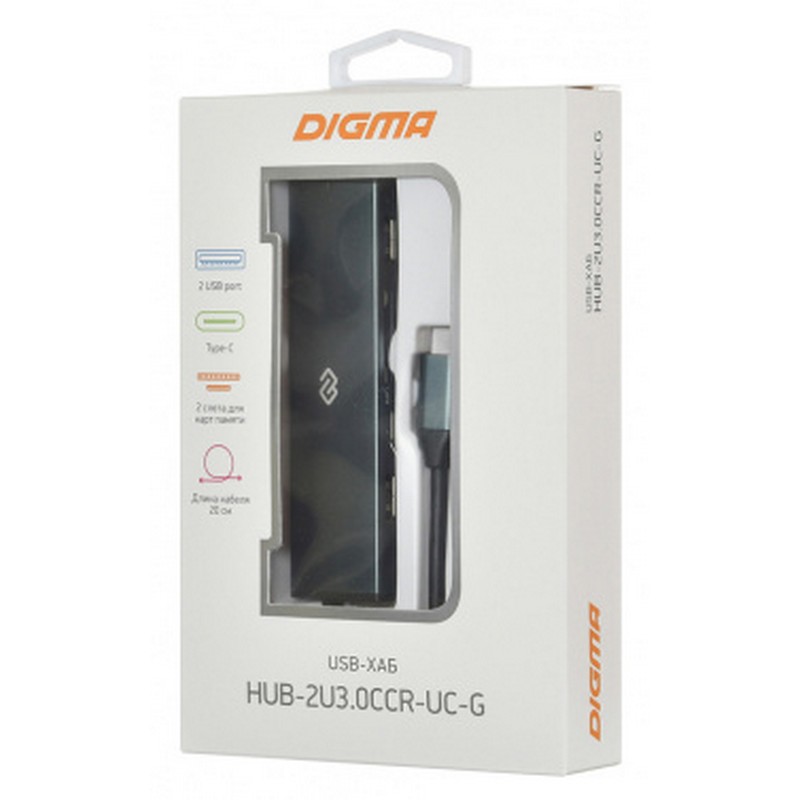 Стыковочная станция Digma HUB-2U3.0СCR-UC-G HUB-2U3.0СCR-UC-G