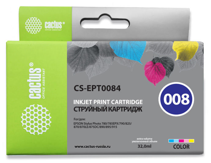 Картридж Cactus струйный CS-EPT0084 многоцветный для Epson Stylus Photo 785/790/870/875/890/895/915 CS-EPT0084 CS-EPT0084