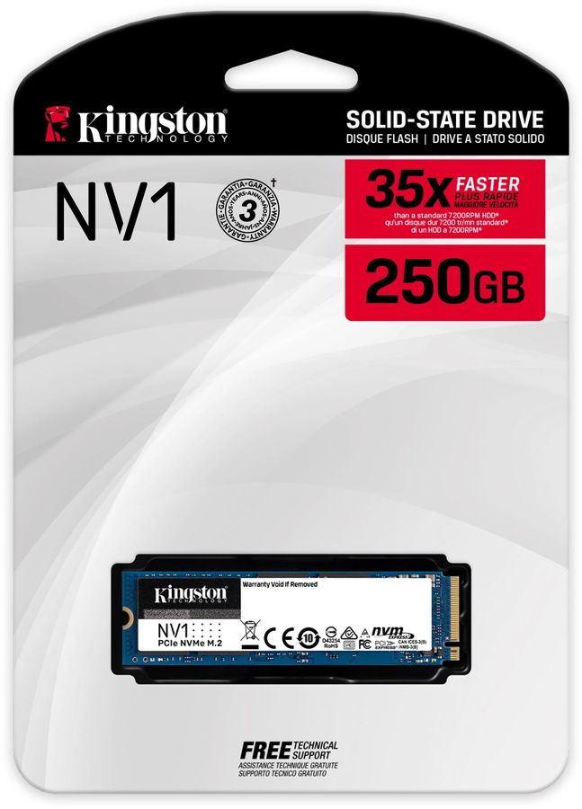 Накопитель SSD Kingston NV1 PCI-E x4 250Gb M.2 2280 SNVS/250G SNVS/250G