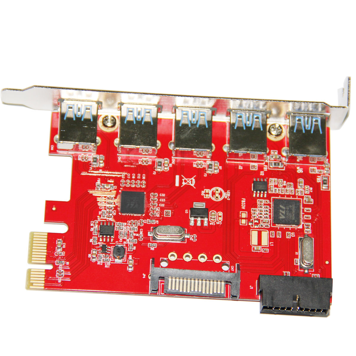 Контроллер Orient PCI-E USB 3.0 5ext/2int (19-pin)Port, VIA VL805+VL813 chipset, разъем доп.питания, oem VA-3U5219PE VA-3U5219PE