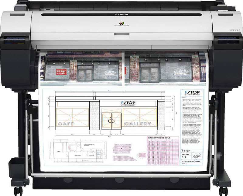 Плоттер Canon iPF770 36"/914mm, 5 colors(макс.объём-130мл), 2400x1200dpi, 256Mb, GARO, HP-GL/2, HP RTL, полистовая подача, фронтальная загрузка рулона, СТЕНД, USB/LAN 9856B003 9856B003