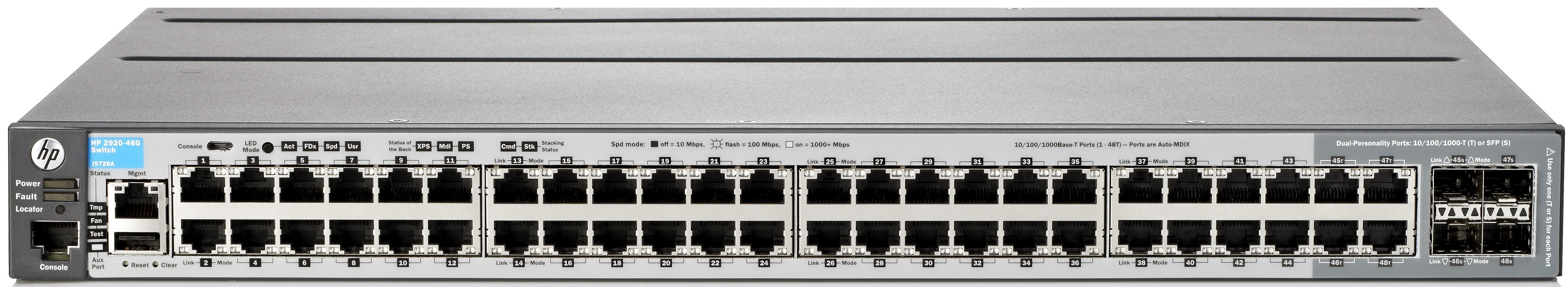 Коммутатор HPE 2920-48G-PoE+ 740W Switch 44 x10/100/1000 PoE+, 4 x SFP or 10/100/1000 PoE+ J9836A J9836A