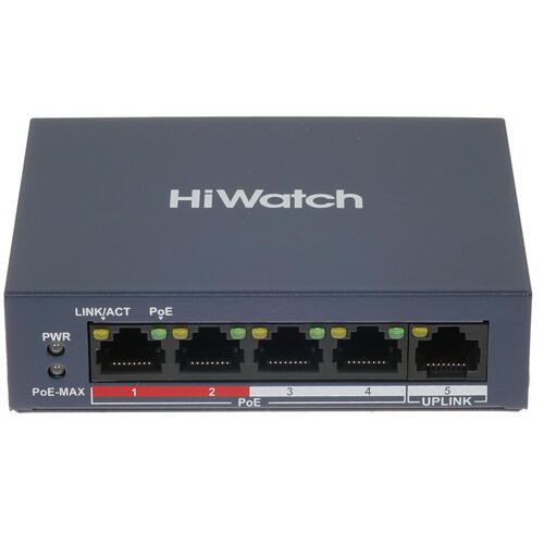 Коммутатор HiWatch DS-S504P(B) 5x100Mb 4PoE+ 35W неуправляемый сетевой DS-S504P(B)  DS-S504P(B)