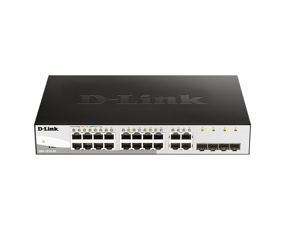 Коммутатор D-Link L2 Managed Switch with 16 10/100/1000Base-T ports and 4 100/1000Base-T/SFP combo-ports DGS-1210-20/FL1A DGS-1210-20/FL1A