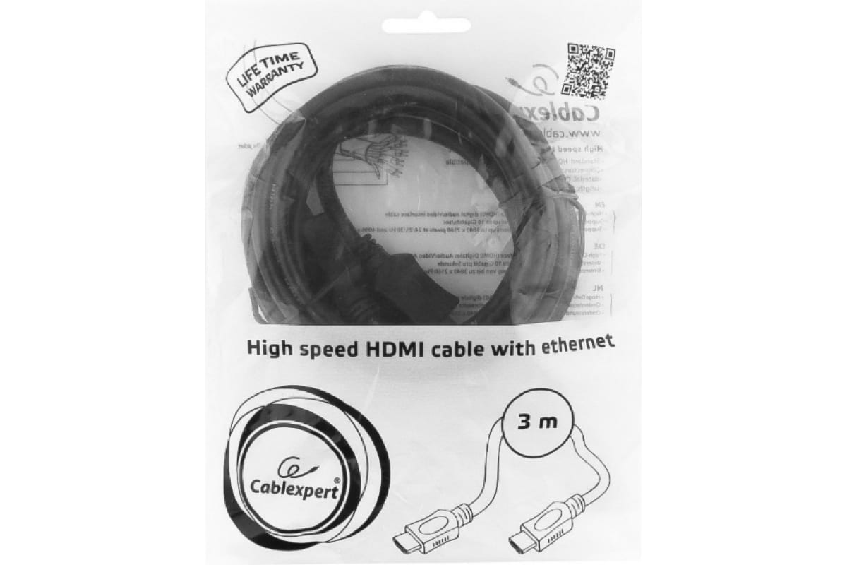 Кабель HDMI Gembird/Cablexpert, 3.0м, v1.4, 19M/19M, серия Lihgt, черный, позол.разъемы, экран CC-HDMI4L-10 CC-HDMI4L-10