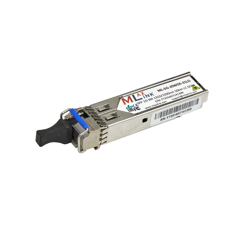 Модуль MlaxLink оптический одноволоконный SFP WDM, 1.25Гб/с, 20км, 1310/1550нм, LC, DDM ML-SG-20WDS-31LD ML-SG-20WDS-31LD