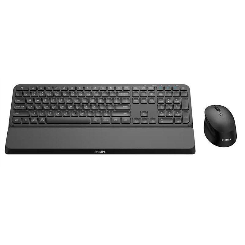 Комлект Philips SPT6607B (Клавиатура SPK6607B+Мышь SPK7607B) 2,4 GHz, Bluetooth 3.0/5.0 Black 110 клав/7 кнопки 800-3200dpi, русская заводская раскладка, чёрный SPT6607B/87 SPT6607B/87