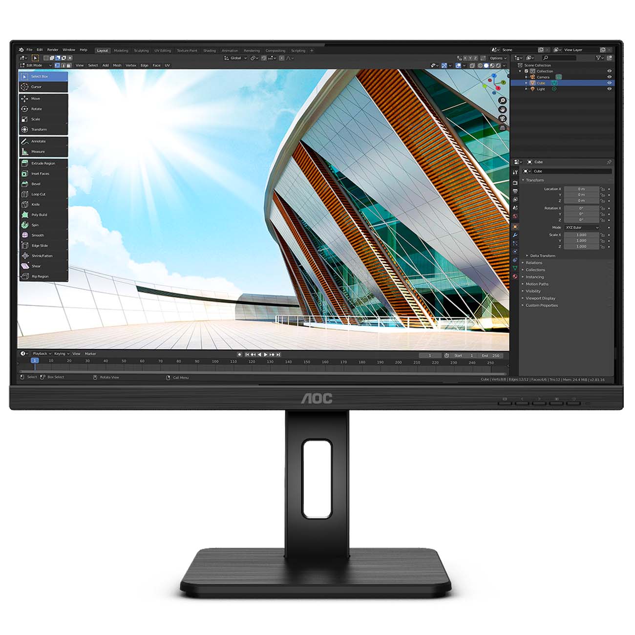 Монитор AOC 23.8" Pro черный IPS LED 16:9 HDMI M/M матовая HAS Pivot 250cd 178гр/178гр 2560x1440 D-Sub DisplayPort FHD USB 5.14кг Q24P2Q Q24P2Q