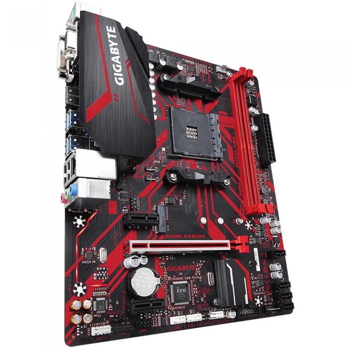 Материнская плата Gigabyte , Socket AM4, AMD B450, 2xDDR4-2933, D-SUB+DVI-D+HDMI, 1xPCI-Ex16, 2xPCI-Ex1, 4xSATA3(RAID 0/1/10), 1xM.2, 8 Ch Audio, GLan, (2+4)xUSB2.0, (4+2)xUSB3.1, 2xPS/2, mATX, RTL B450M GAMING B450M GAMING