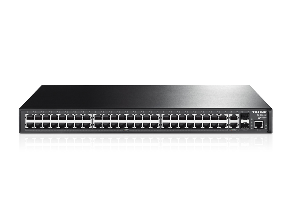 Коммутатор TP-Link L2, 48*10/100, 2*10/100/1000, 2 SFP-слота с поддержкой модулей MiniGBIC TL-SL3452 TL-SL3452