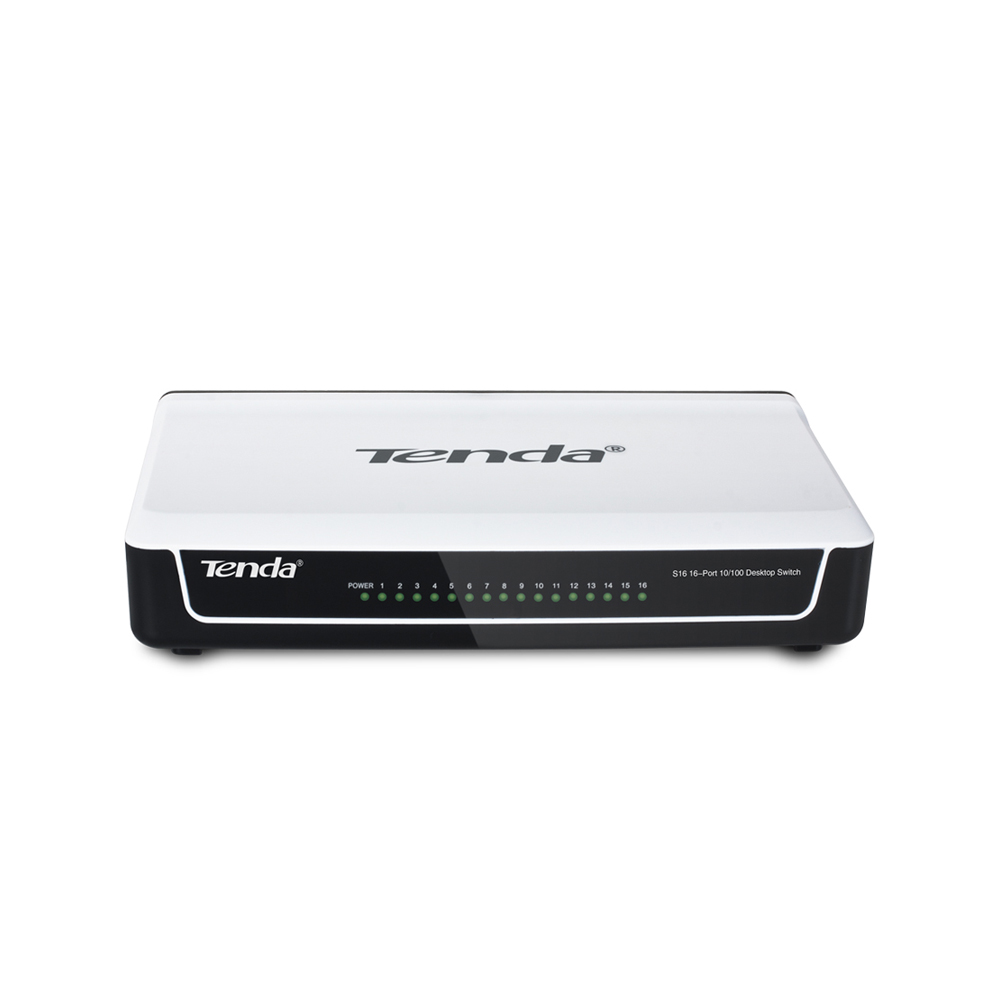 Коммутатор Tenda 16 портов 10/100M Fast Ethernet, 16 портов 10/100M RJ45, пластиковый корпус S16 S16