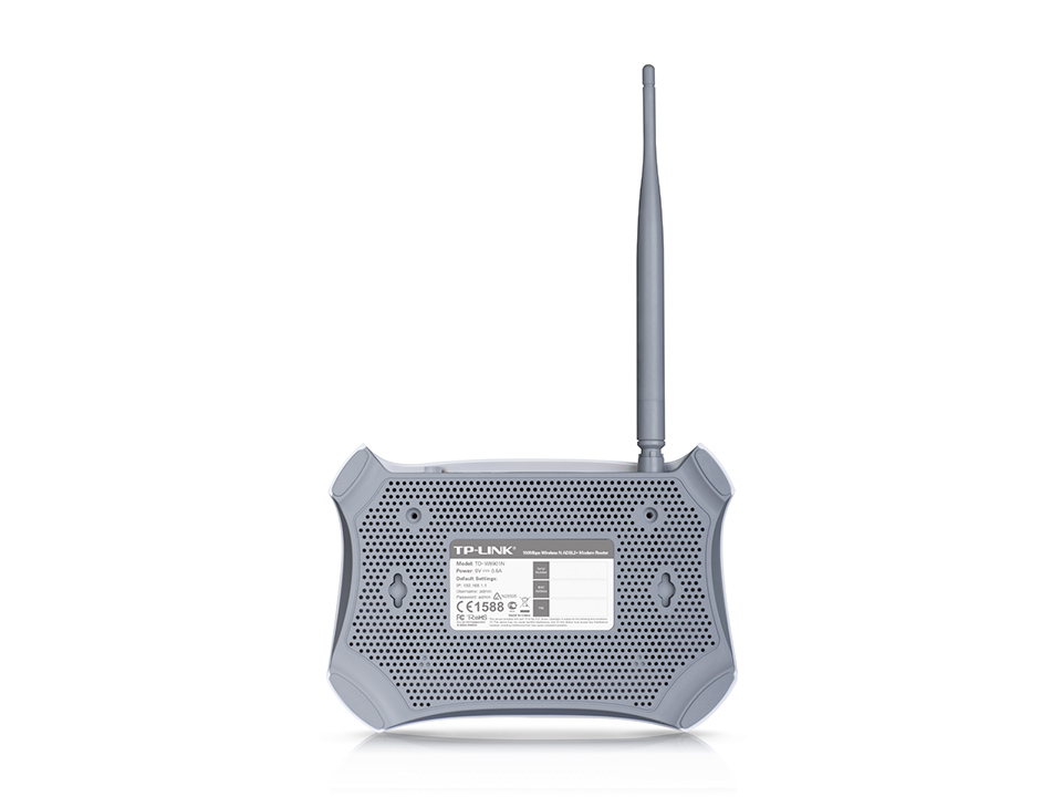 Маршрутизатор TP-Link 150n, с модемом ADSL2+, Annex A, 802.11b/g/n, 1*RJ11, 4*RJ45 10/100*, 1*5 дБи антенна, ADSL-сплиттер TD-W8901N TD-W8901N