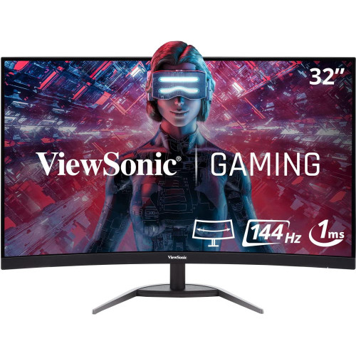 Монитор ViewSonic LCD 31.5", VA 2560х1440 Curved 250cd 178/178 3000:1 1ms D-Sub 2xHDMI DisplayPort Speakers VX3268-2KPC-MHD VX3268-2KPC-MHD