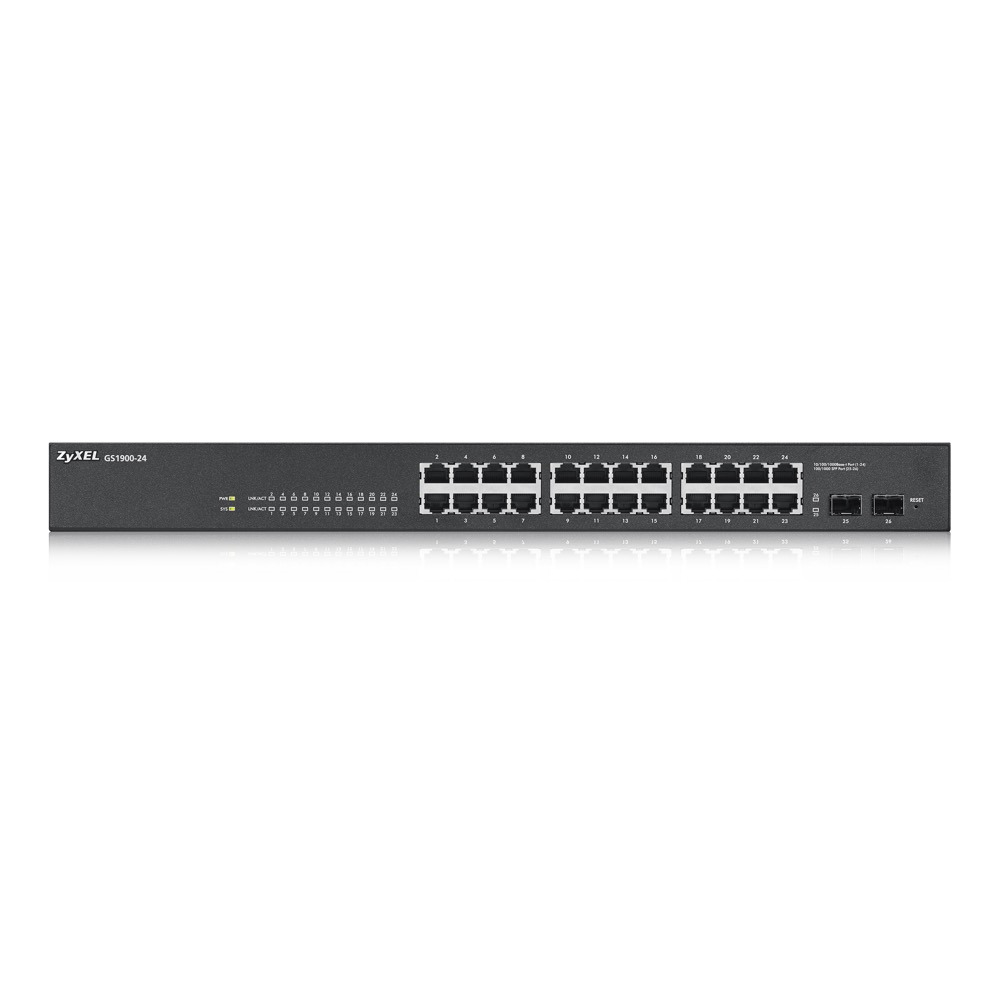Коммутатор ZYXEL интеллектуальный 24 Gigabit Ethernet и 2 SFP-слота GS1900-24-EU0101F GS1900-24-EU0101F