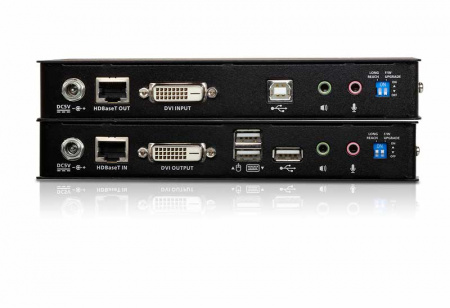 Удлинитель ATEN  KVM USB DVI Single Link+AUDIO+RS232, 100 м., 1xUTP, макс.разр.1920х1200 60Hz 90м Cat5e;100м Cat6/6a /1080p 100м HDBaseT 2.0 , DVI-D+2MINIJACK+DB9+USB B>3xUSB A, бп 220> 5V CE620-AT-G CE620-AT-G