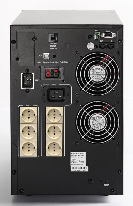 Источник бесперебойного питания Powercom Vanguard, On-Line, 3000VA/2700W, Tower, 6*EURO, LCD, Serial+USB, SmartSlot, подкл. доп. батарей VGS-3000XL VGS-3000XL