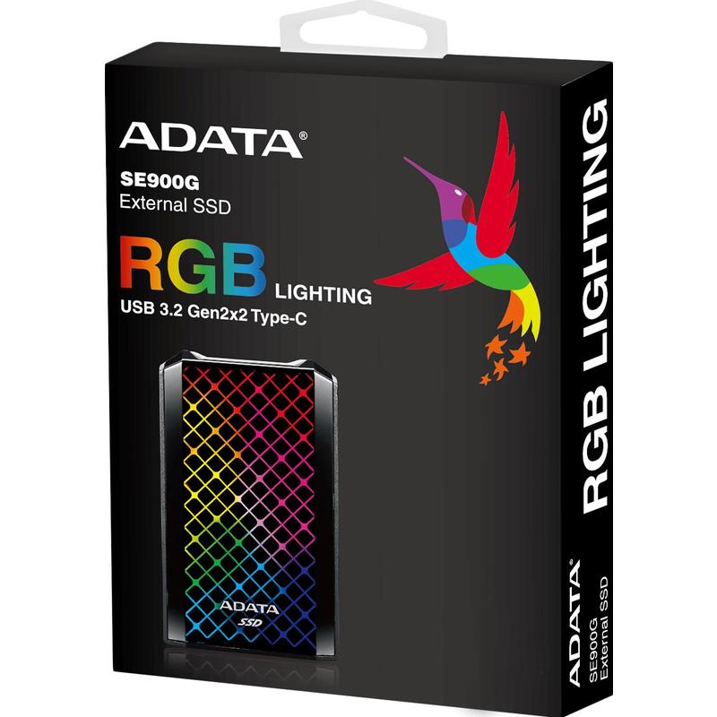 Внешний SSD диск ADATA ASE900G-512GU32G2-CBK 512GB,USB 3.2-Type-C RGB ASE900G-512GU32G2-CBK ASE900G-512GU32G2-CBK #1