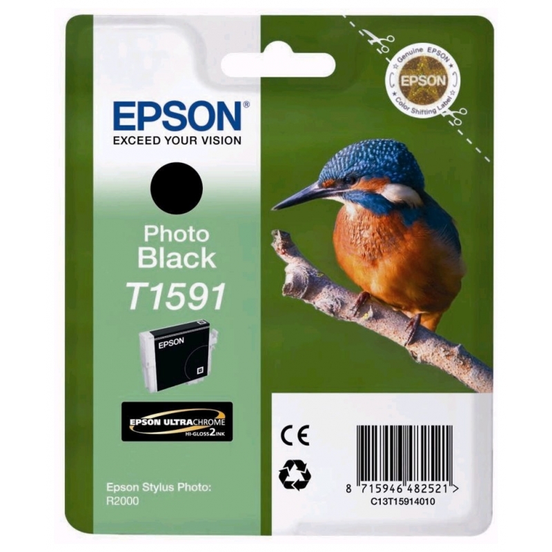 Картридж струйный Epson C13T15914010 for T1591 для Stylus Photo R2000 ((Photo Black) C13T15914010