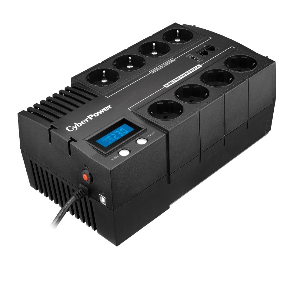 Источник бесперебойного питания CyberPower Line-Interactive, 700VA/420W, 4 Schuko розеток, USB&USB Charger, RJ11/RJ45, LCD дисплей, Black BR700ELCD BR700ELCD