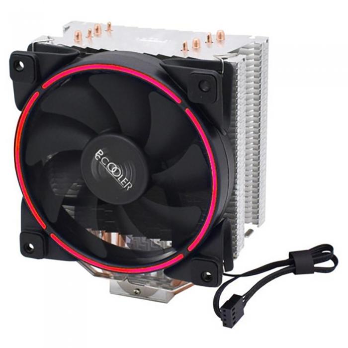 Вентилятор PCCooler S775/115X/AM2/AM3/AM4 (TDP 145W, 120mm PWM SilentPro Red LED FAN, 4 тепловые трубки 6мм, 1000-1800RPM, 26.5dBa) GI-X4R GI-X4R