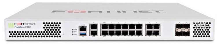 Межсетевой экран Fortinet FortiGate-200E 18 x GE RJ45 (including 2 x WAN ports, 1 x MGMT port, 1 X HA port, 14 x switch ports), 4 x GE SFP slots. SPU NP6Lite and CP9 hardware accelerated. FG-200E FG-200E