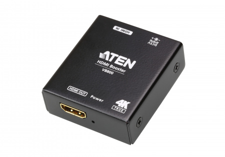 Удлинитель ATEN HDMI,  20 м,, 1xUTP Cat5e, макс,разр,4096x2160/3840x2160 60Hz 4:4:4 10м/1080p 20м, HDMI, Female, без шнуров, DC 5V, (указано суммарное расстояние источник сигнала->усилитель->приемник сигнала;каскад до 10 уровней) VB800-AT-G VB800-AT-G