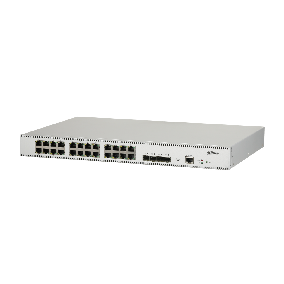 Коммутатор Dahua 24-портовый управляемый коммутатор, уровень L2+ Порты: 24 RJ45 10/100/1000Мбит/с, 4 SFP+ 1000/10000Мбит/с DH-PFS5428-24GT DH-PFS5428-24GT