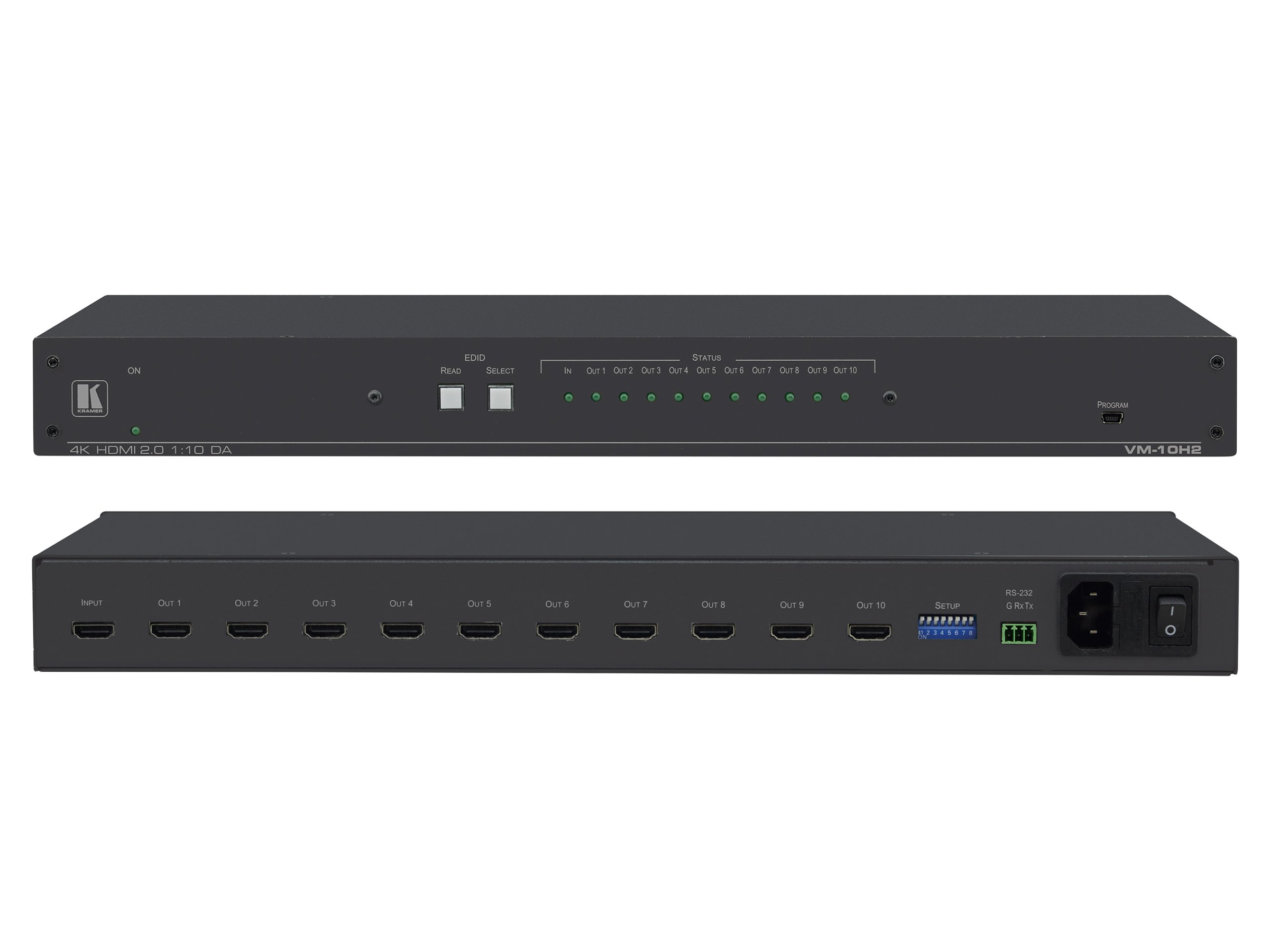 Усилитель-распределитель Kramer Electronics VM-10H2 19" Rack 1:10 HDMI; поддержка 4K60 4:4:4, HDMI 2.0 10-80102030 10-80102030