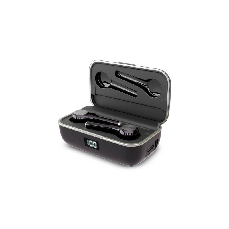 Наушники HIPER беспроводные TWS BORA HDX Bluetooth 5.0 Li-Pol 2x50mAh+800mAh, LCD, металл, серый HTW-HDX1 HTW-HDX1