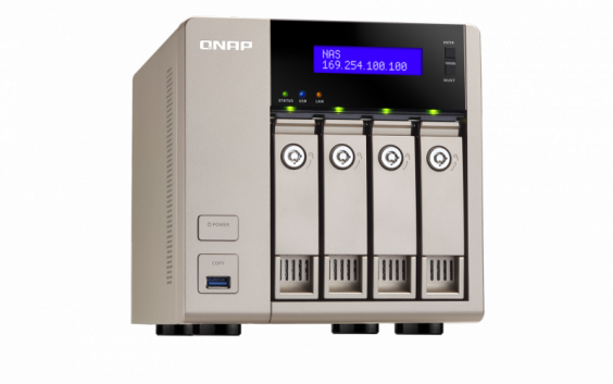 Сетевой RAID-накопитель QNAP 4 отсека для HDD, HDMI-порт. Четырехъядерный AMD 2.4 ГГц, 8ГБ. TVS-463-8G TVS-463-8G