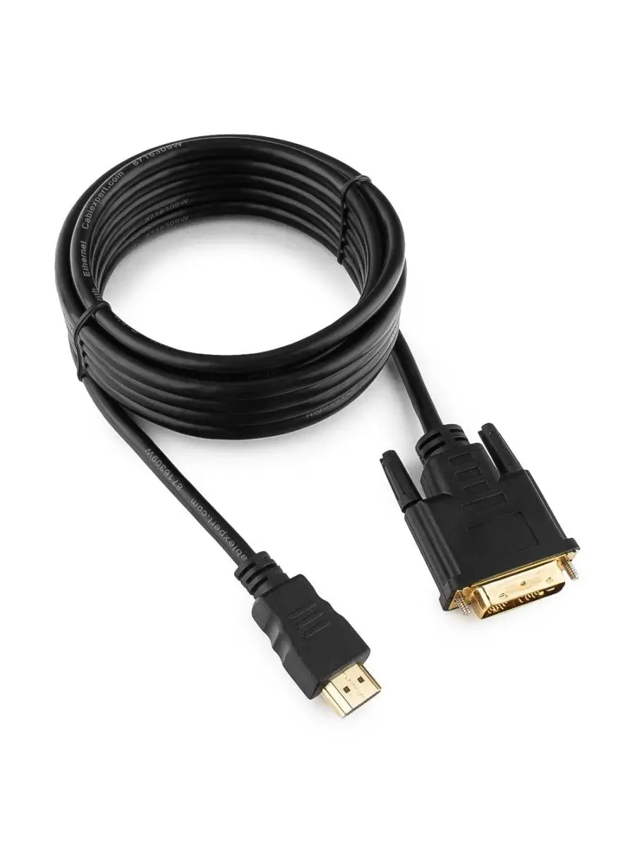 Кабель Gembird HDMI-DVI, 3.0м, 19M/19M, single link, черный, позол.разъемы, экран CC-HDMI-DVI-10 CC-HDMI-DVI-10