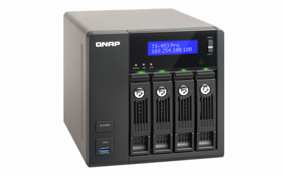 Сетевой RAID-накопитель QNAP 4 отсека для HDD, HDMI-порт. Четырехъядерный Intel Celeron J1900 2,0 ГГц, 2ГБ. TS-453 Pro TS-453 Pro