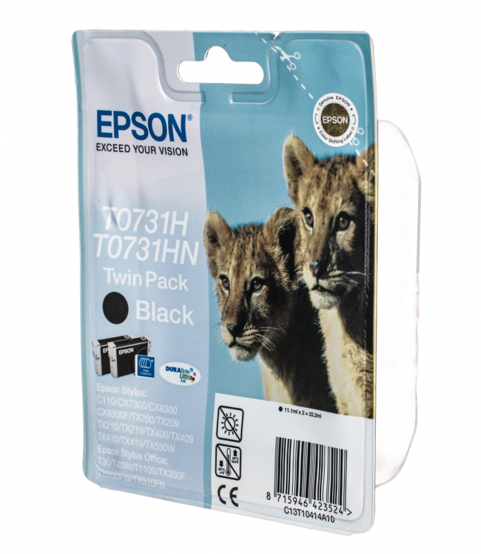 Картридж струйный Epson T0731H(T0721) C13T10414A10 черный x2уп. (11.1мл) для Epson С110/CX7300/8300/9300F C13T10414A10