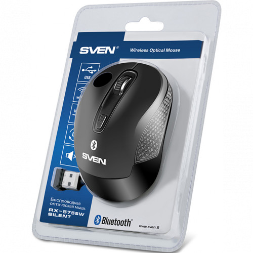 Беспроводная мышь Sven RX-575SW чёрная (бесш. кл., Bluetooth, 2,4 GHz, 3+1кл. 800-1600DPI, блист.) SV-017958 SV-017958 #5