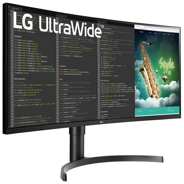 Монитор LG 35" VA LED изогнутый, 3440x1440, 5ms, 178°/178°, 300cd/m2, 2500:1 (Mega DCR), 2*HDMI, DP, USB Type-C, 100Hz, AMD FreeSync, HDR10, колонки, HAS, VESA, Black 35WN75C-B 35WN75C-B #3