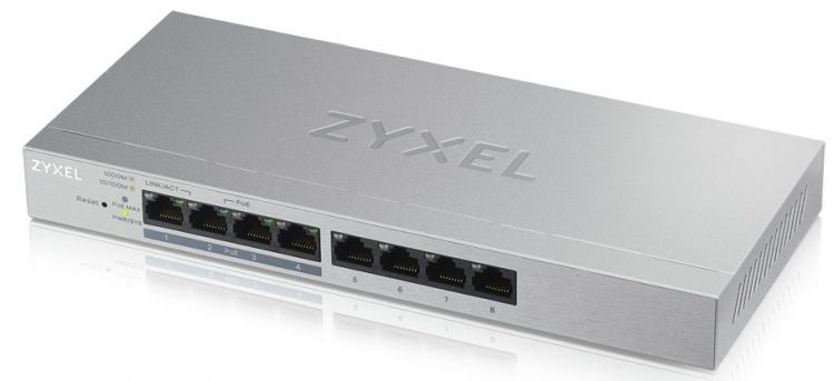Коммутатор Zyxel ZYXEL GS1200-8HP V2 8 Port Gigabit PoE+ webmanaged Switch, 4x PoE, 60 Watt GS1200-8HPV2-EU0101F GS1200-8HPV2-EU0101F
