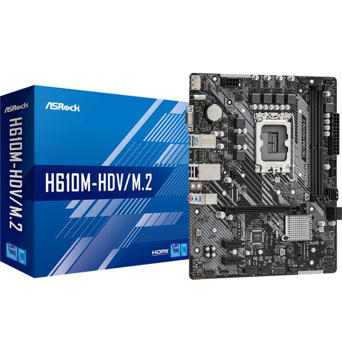 Материнская плата ASRock H610M-HDV/M.2 LGA1700 Intel H610 2xDDR4 ATX AC`97 8ch(7.1) GbLAN RAID VGA HDMI DP H610M-HDV/M.2 H610M-HDV/M.2