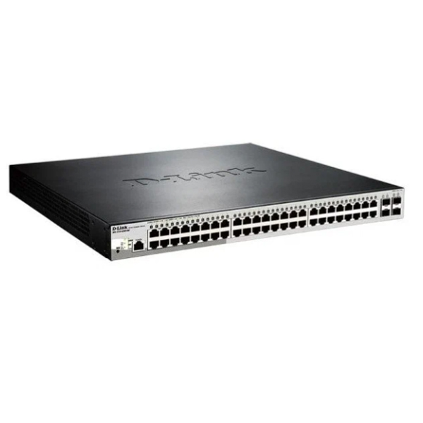 Коммутатор D-Link L2 Managed Switch with 48 10/100/1000Base-T ports and 4 1000Base-X SFP ports (8 PoE ports 802.3af/802.3at (30 W), 40 PoE ports 802.3af (15,4 W), PoE Budget 370 W) DGS-1210-52MP/ME/B2A DGS-1210-52MP/ME/B2A